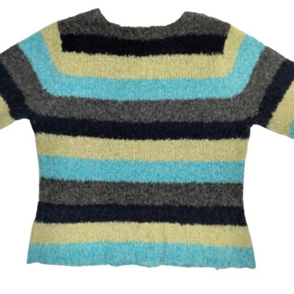 Vintage Y2K Striped Mohair Wool Sweater XL Mod Preppy Twee 60s 70s 90s Boho - Picture 3 of 6